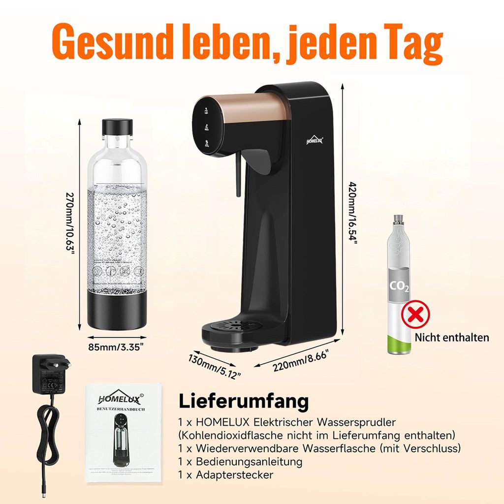 Wassersprudler, Elektrischer Sprudelwasser Maschine mit 1