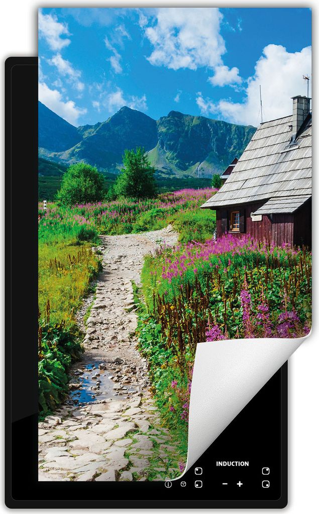 DarHaus Herdabdeckplatte 1 teilig 30x52 cm Anti Rutsch Matte Aufrollbar, Landschaft - Haus