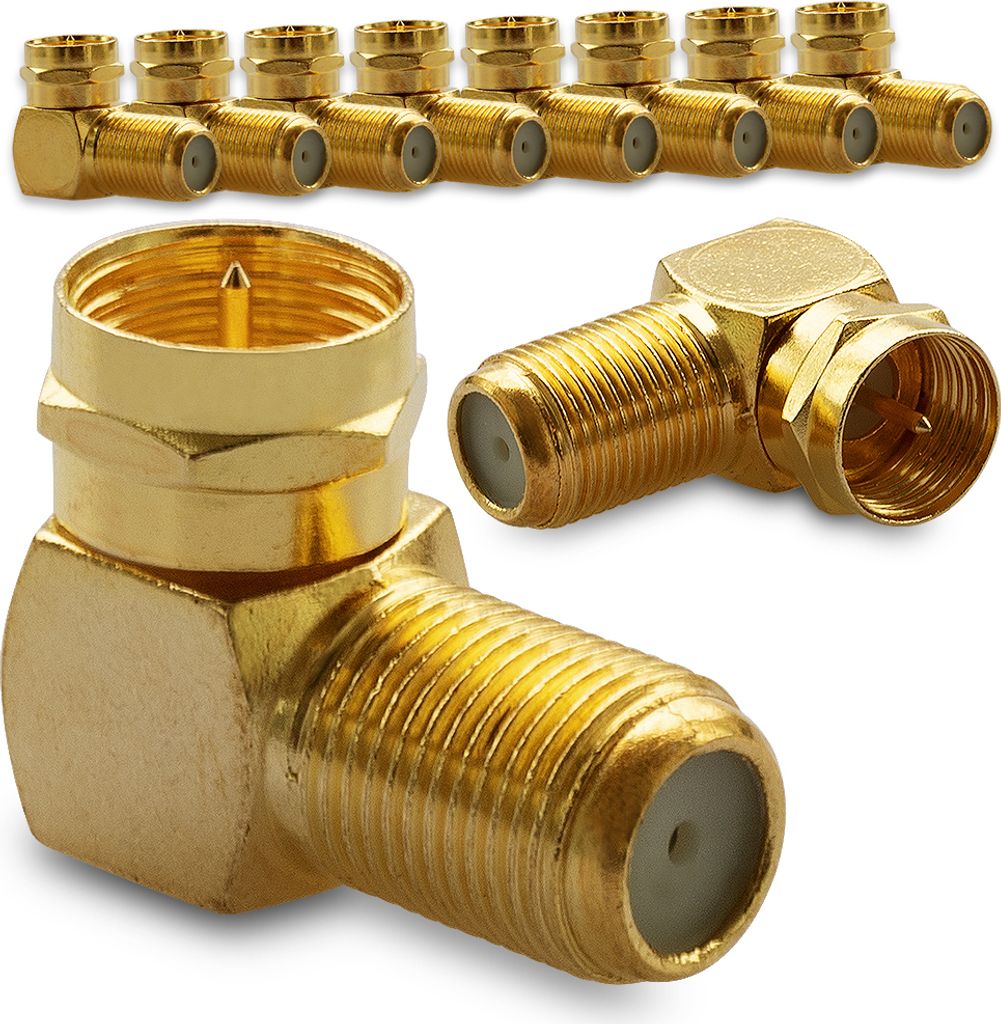 SAT F-Winkelstecker Winkel Adapter 90° Vergoldet 10x Winkeladapter Stecker Kabel
