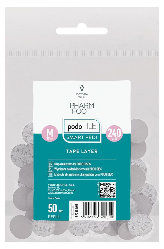 Pharm Foot | Podo File Tape Layer - 240 M - 50 Stück - Einweg-schleifpads - Stabiler Halt