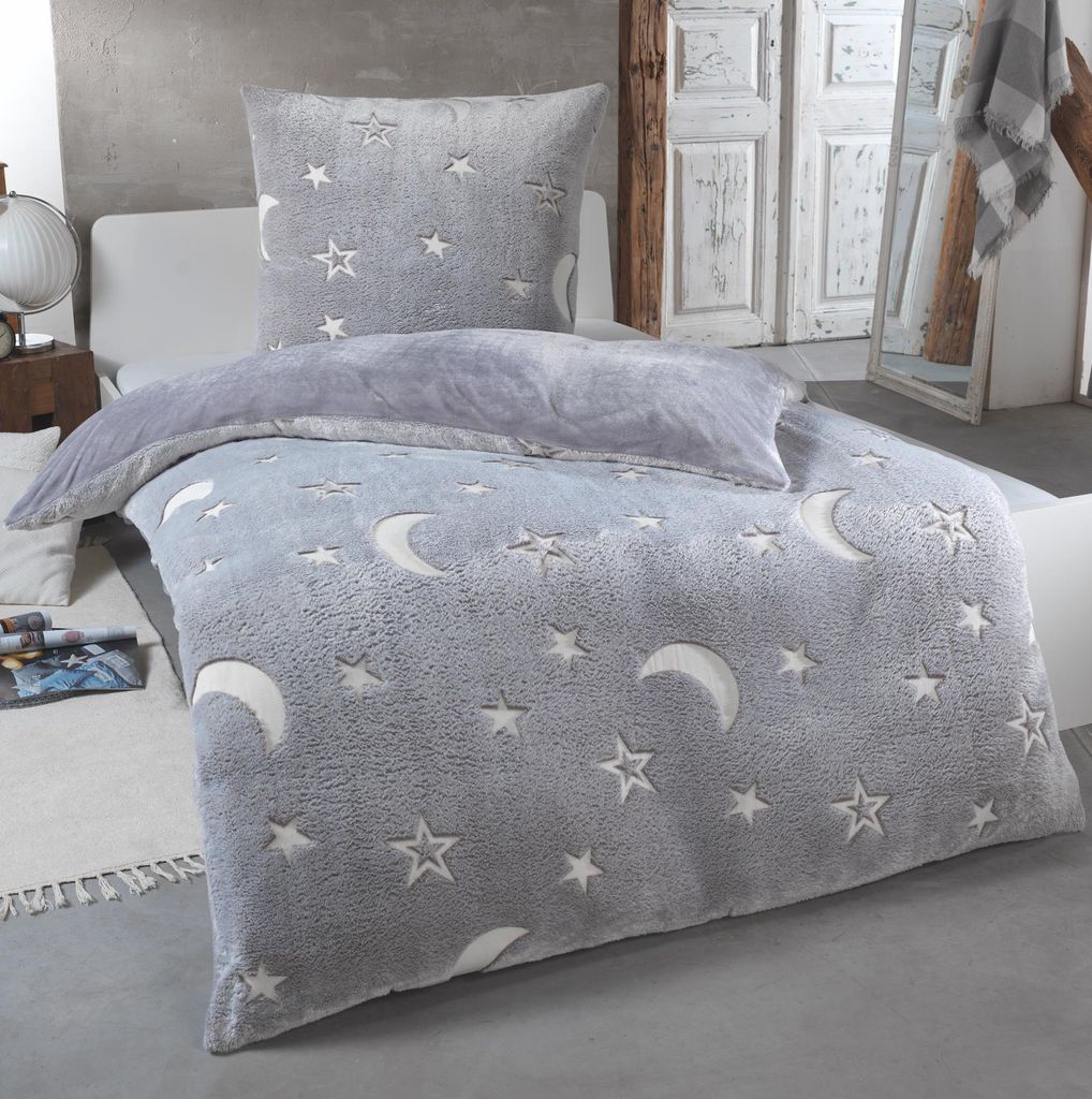 Kuscheli® Teddy Plüsch Bettwäsche 135x200, Sterne Produktbild 
