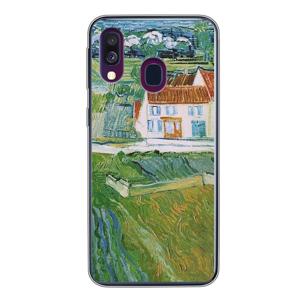 MuchoWow Handyhülle Schutzhülle Hülle für Samsung Galaxy A40 Landschaft mit Kutsche und Zug - Vincent van Gogh Silikon Softcase Handy Hülle ...