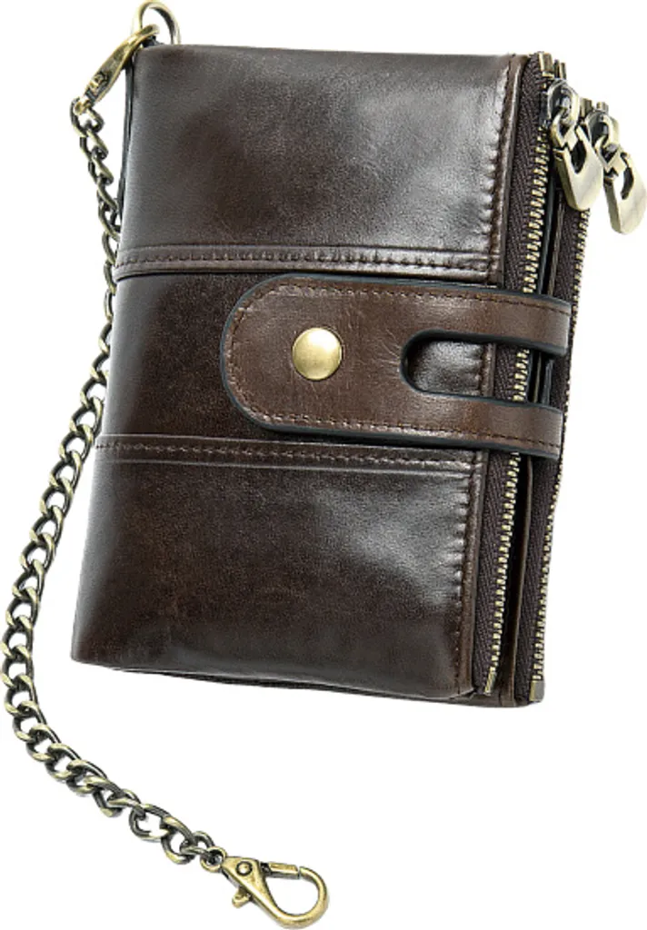 Portefeuille pour Homme avec Chaîne Antivol et Protection RFID Café
