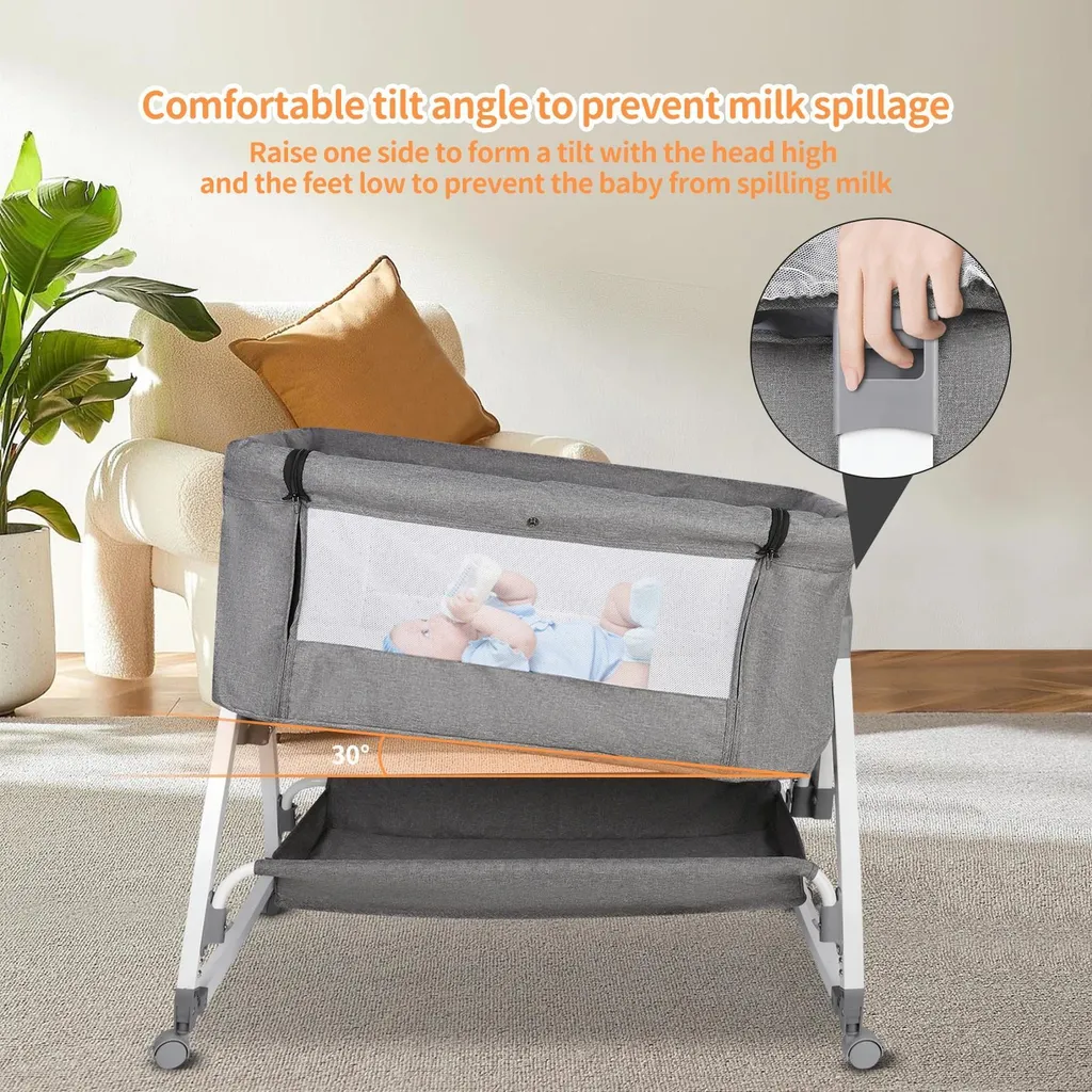 Lit bébé anti-reflux et réglable en hauteur : la solution dodo gris - 2
