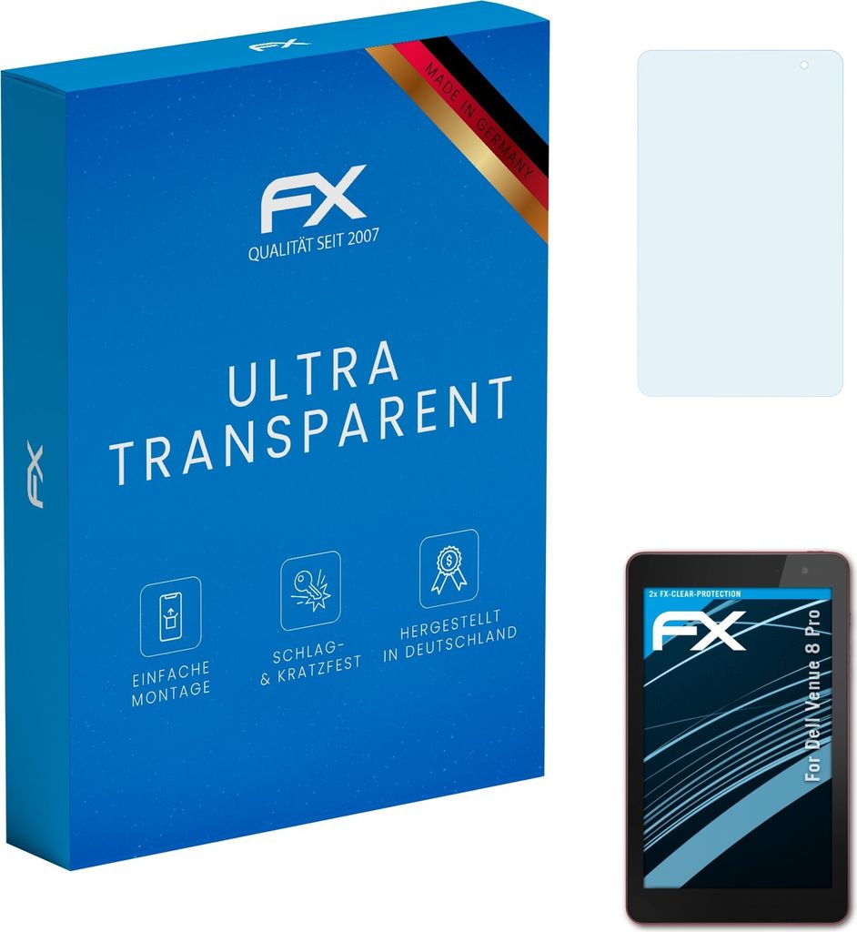 atFoliX FX-Clear 2x Schutzfolie kompatibel mit Dell Venue 8 Pro Displayschutzfolie