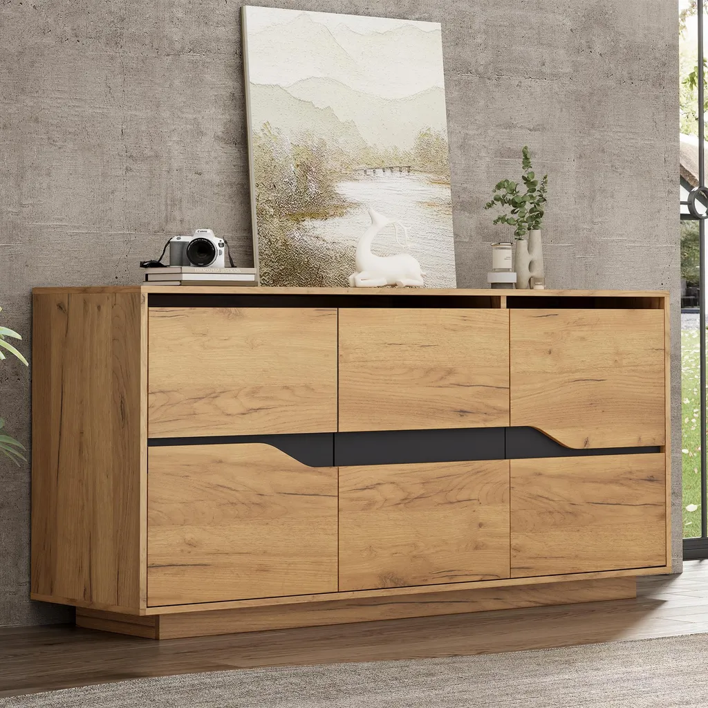 Buffet 140cm Gain de Place : Rangez Tout avec Style et Éclairage LED