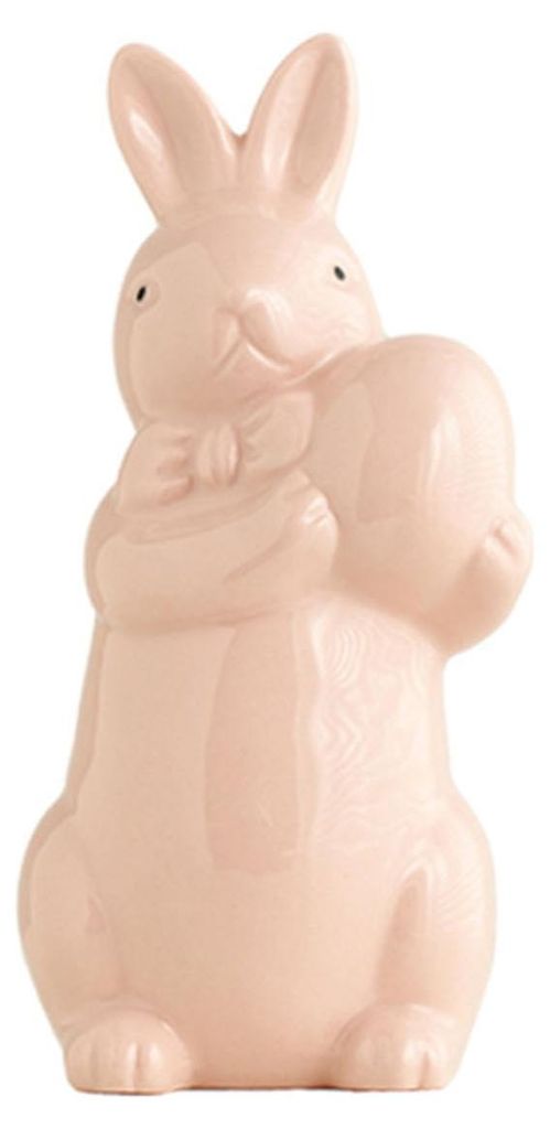 Osterhasenfigur mit Ei, Keramik, Fliege, Hasenstatue, Skulptur, Frühlings- und Osterdekoration, Ornament