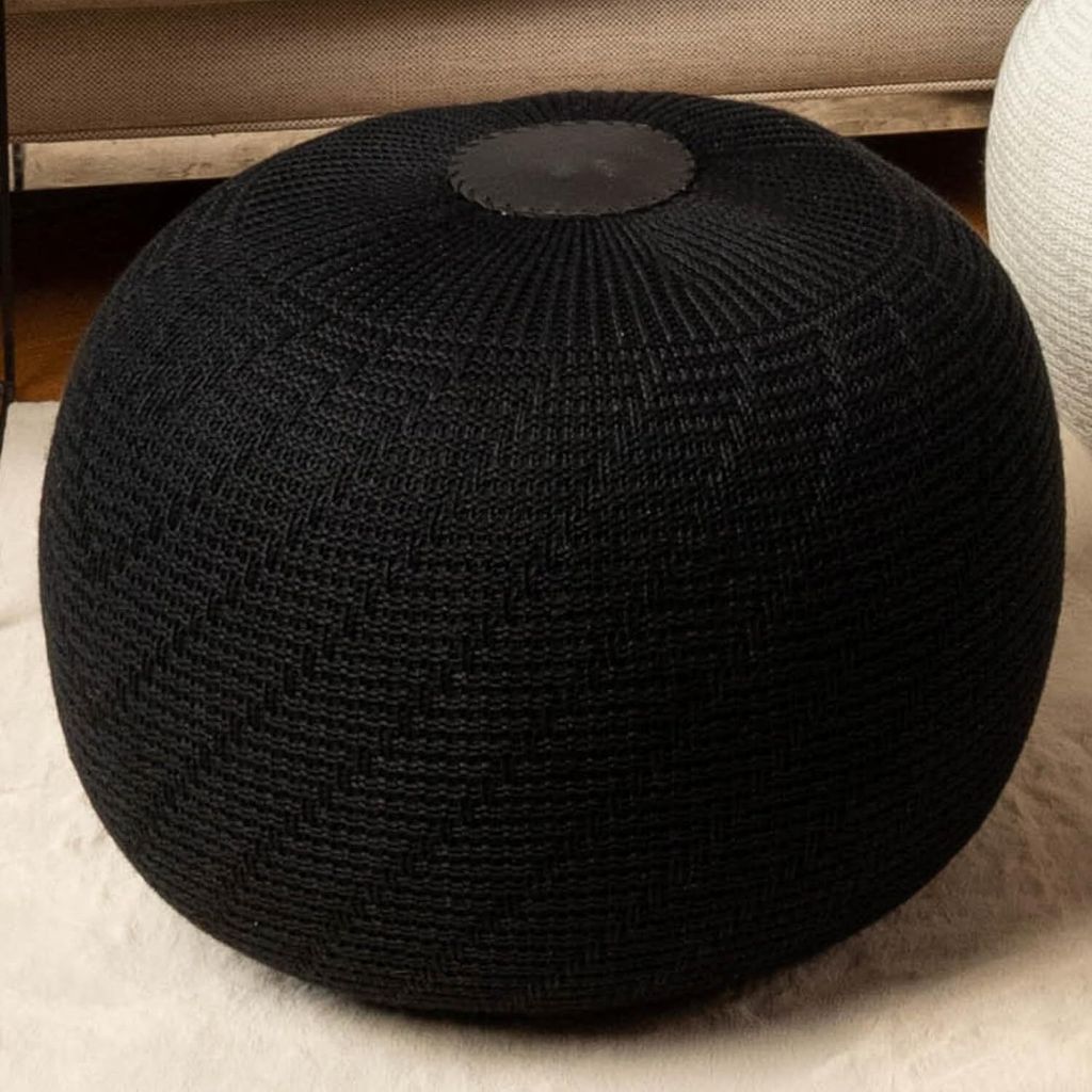 ENGLISH HOME Pouf Hocker, Rund Sitzpouf, Sitzhocker, Sitzpuff, Fußhocker, Strick Puff Hocker für Wohnzimmer, Schlafzimmer, Strickhocker Pouf, 37 ...