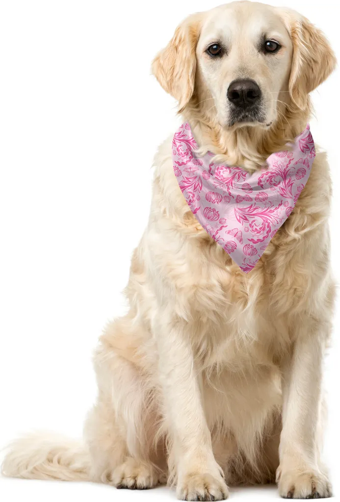 Bandana Cane Farfalle Rosa ABAKUHAUS - Fiori e Colori 40x40cm - 1