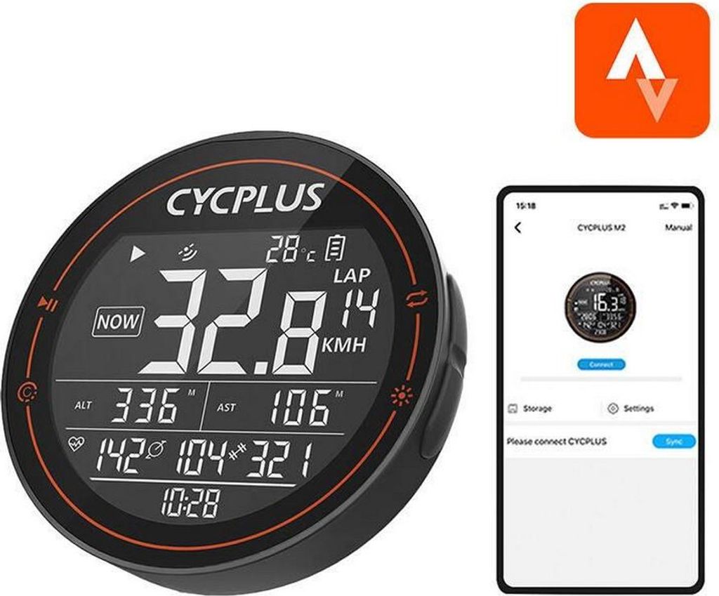 Cycplus M2 bicycle computer - compatibile with Strava, Trainingpeaks etc.