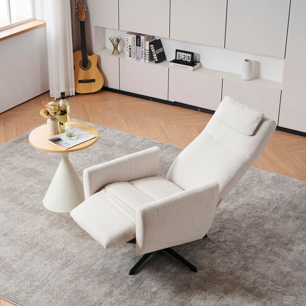 okwish Relaxsessel mit Liegefunktion,Liegestuhl garten mit Fußstütze,Polstersessel mit drehbarer Stillsessel,Posterstuhl Loungesessel für Wohnzi...