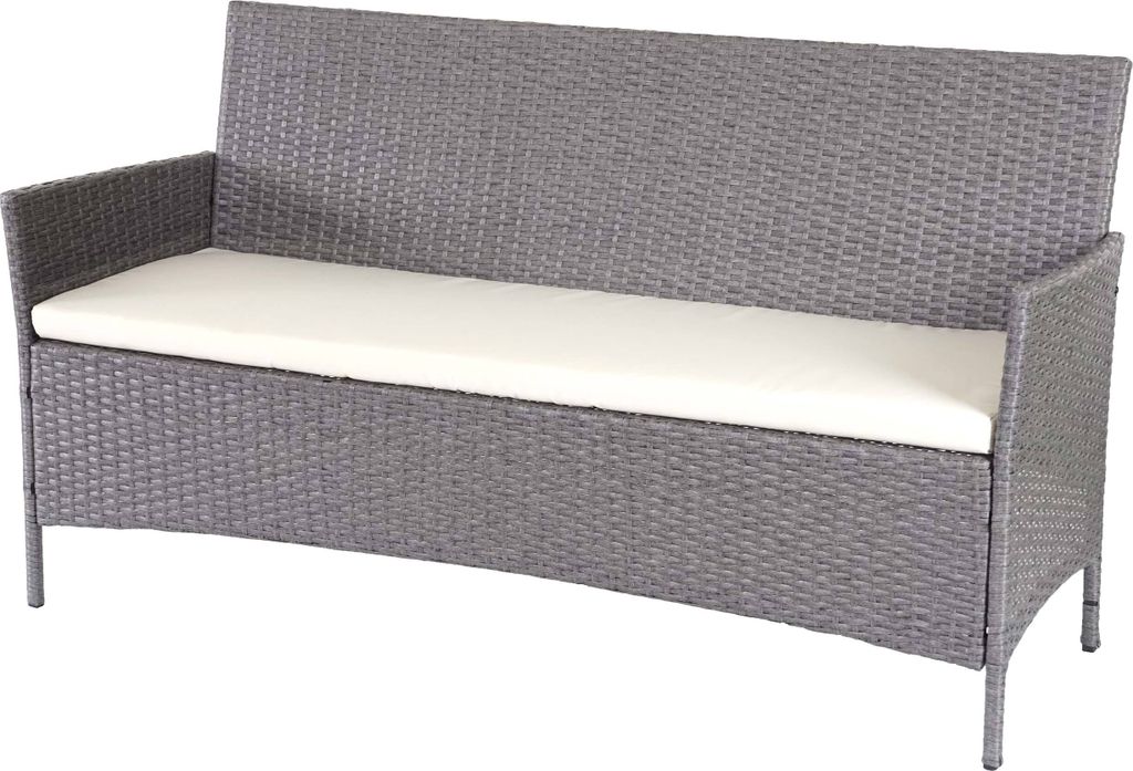 panca da giardino a 3 posti in poly-rattan Halden, panca ~ Immagine del prodotto 