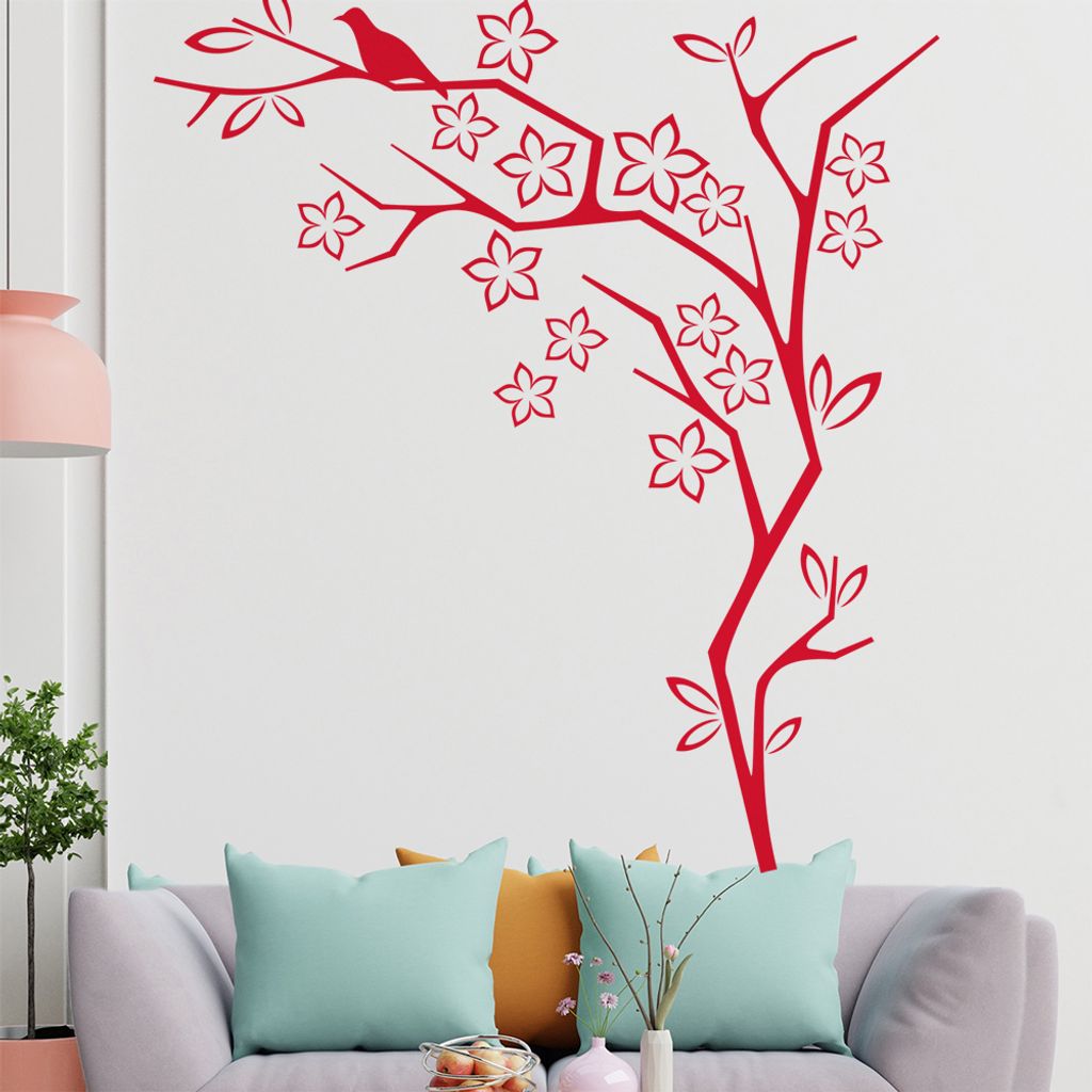 Zweige - Vogel - Baum Wandtattoo in 6 Größen - Wandaufkleber Wall Sticker - Dekoration, Küche, Wohnzimmer, Schlafzimmer, Badezimmer