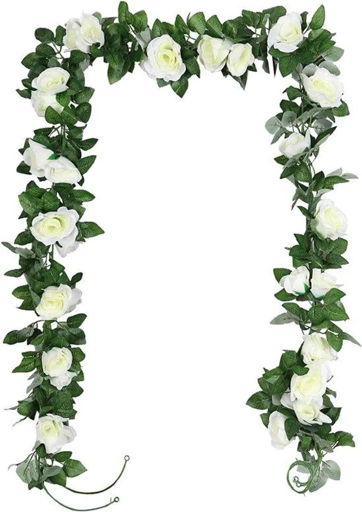 Décoration mariage et maison guirlande fleurs blanches 19cm lot 2