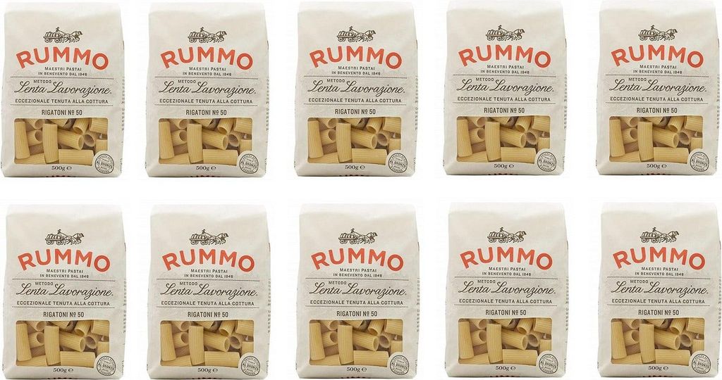 10x Rummo Rigatoni N°50 Pasta Lenta Lavorazione Teigwaren Produktbild 