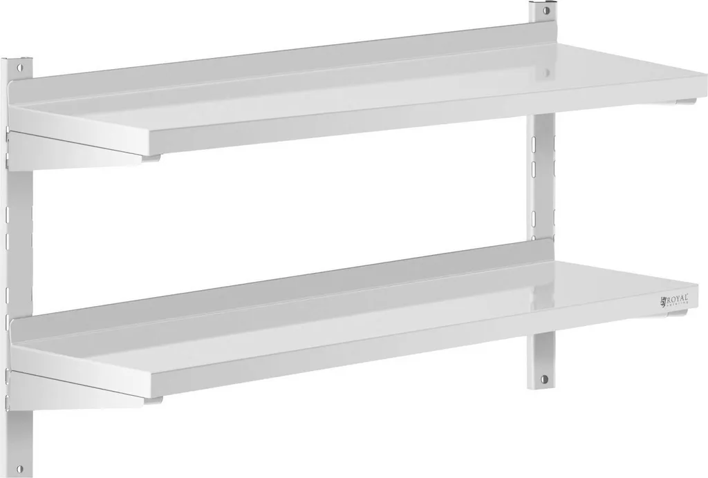 Étagère murale de cuisine inox - Rangement 2 niveaux 30x100 cm robuste
