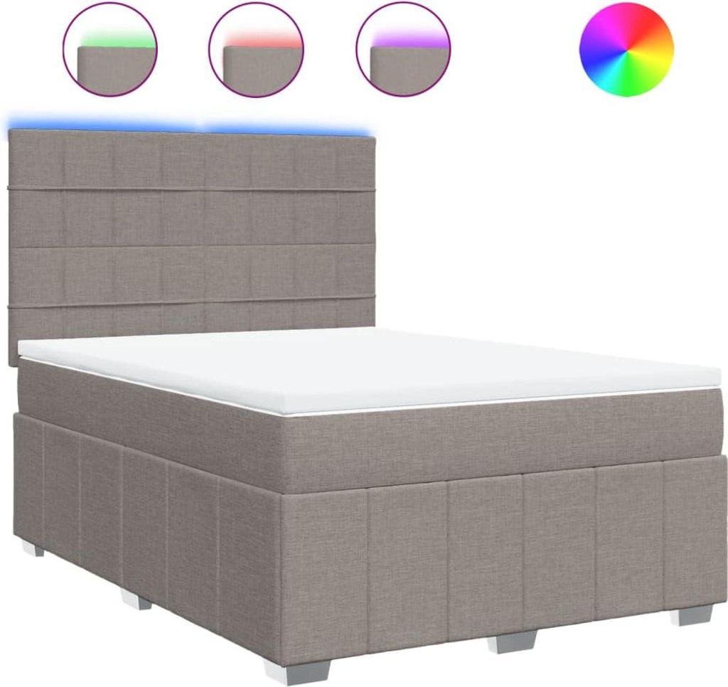 vidaXL Boxspringbett mit Matratze Taupe 160x200 cm Stoff