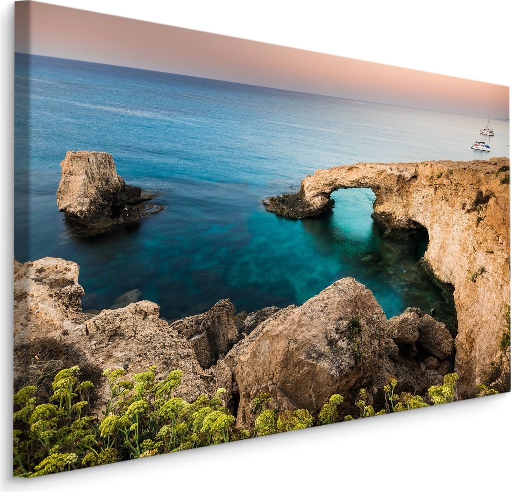 Fabelhafte Canvas LEINWAND BILDER 30x20 cm XXL Kunstdruck Meer Felsen Dämmerung
