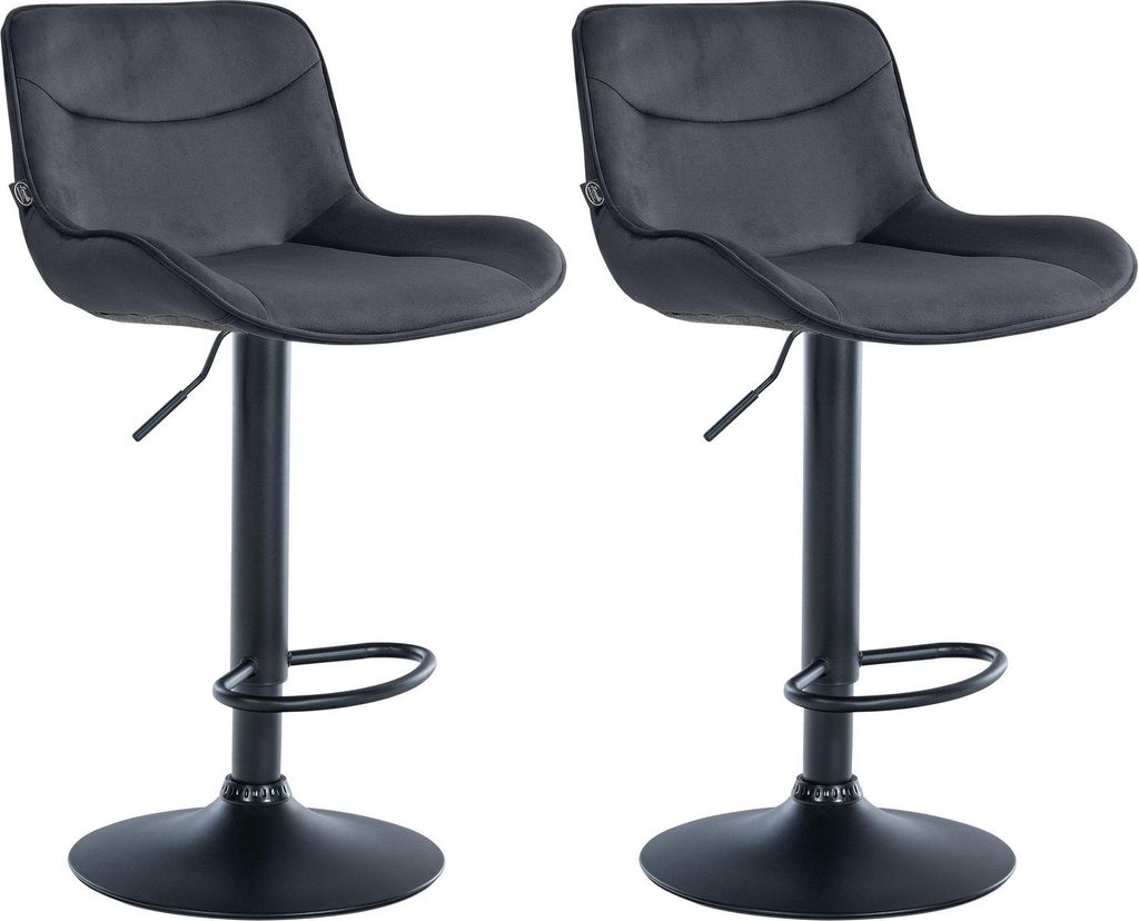 DELUKE Barhocker 2er Set TAMPA - Schwarz, Samt, Schwarz | Barhocker mit Lehne Barstuhl Tresenhocker Tresenstuhl Kneipenhocker Kneipenstuhl