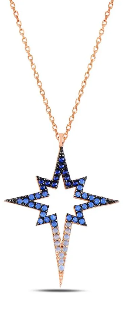 Collier Polarstern en Argent 925 et Or Rose avec Zircone Bleue Dégradée