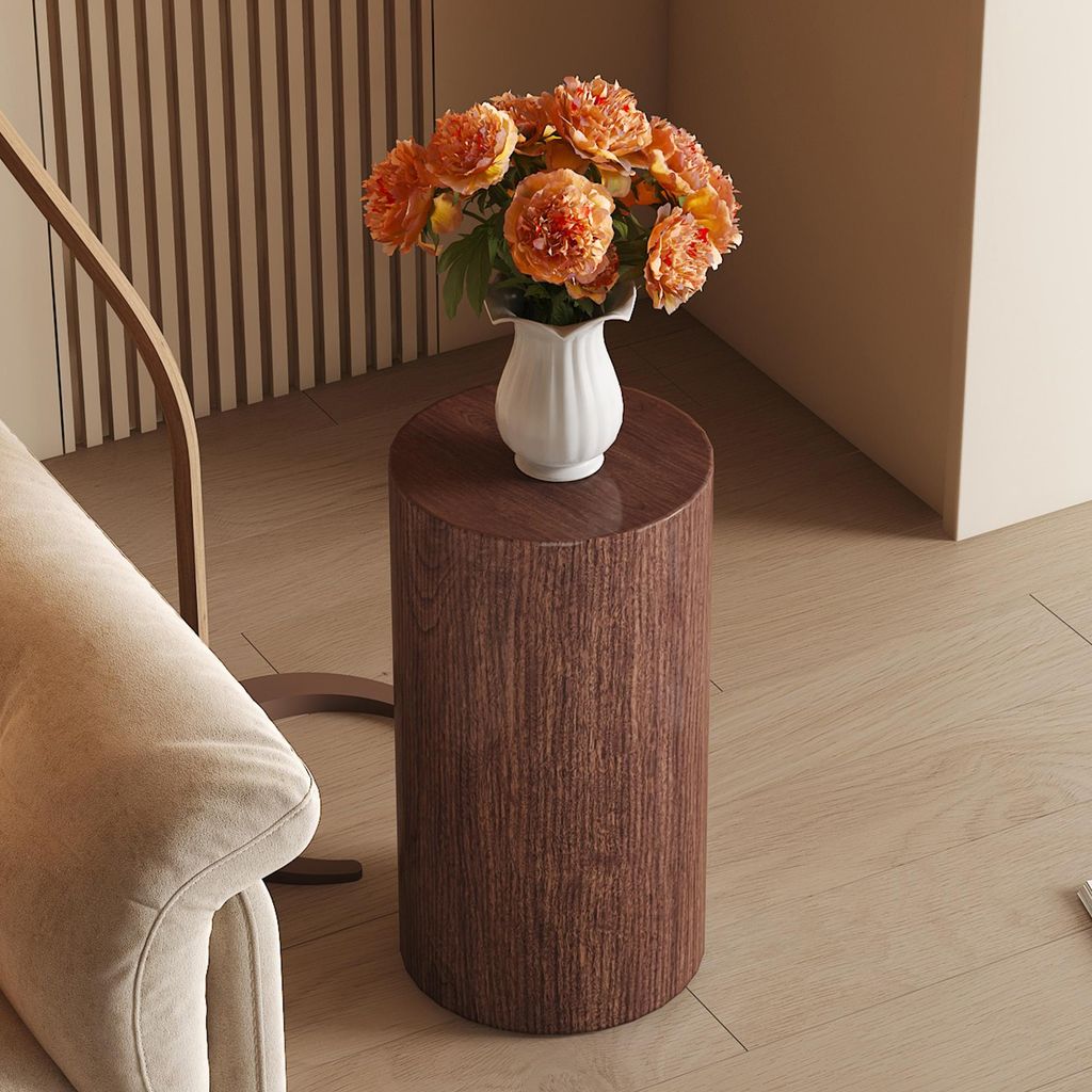 okwish Beistelltisch Rund,Sofatisch,Couchtisch,Breite Tischplatte - Zylindrische Form - Wasserabweisende Oberfläche Für Wohnzimmer Und Lounge,Nus...