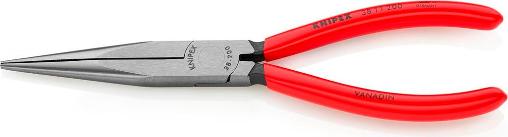 Knipex Mechanikerzange poliert Griffe mit Kunststoff überzogen gerade flache rd.Backen SB - 38 11 200 SB