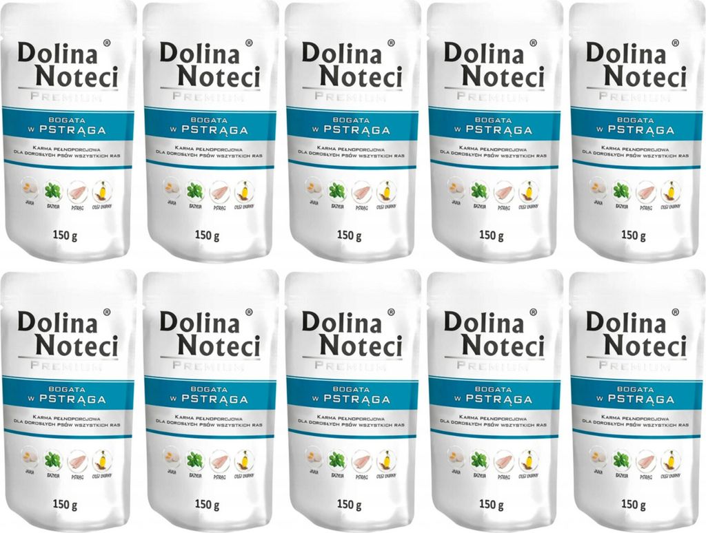 Dolina Noteci Premium Nassfutter für Hunde Forelle Glutenfrei 10 x 150g