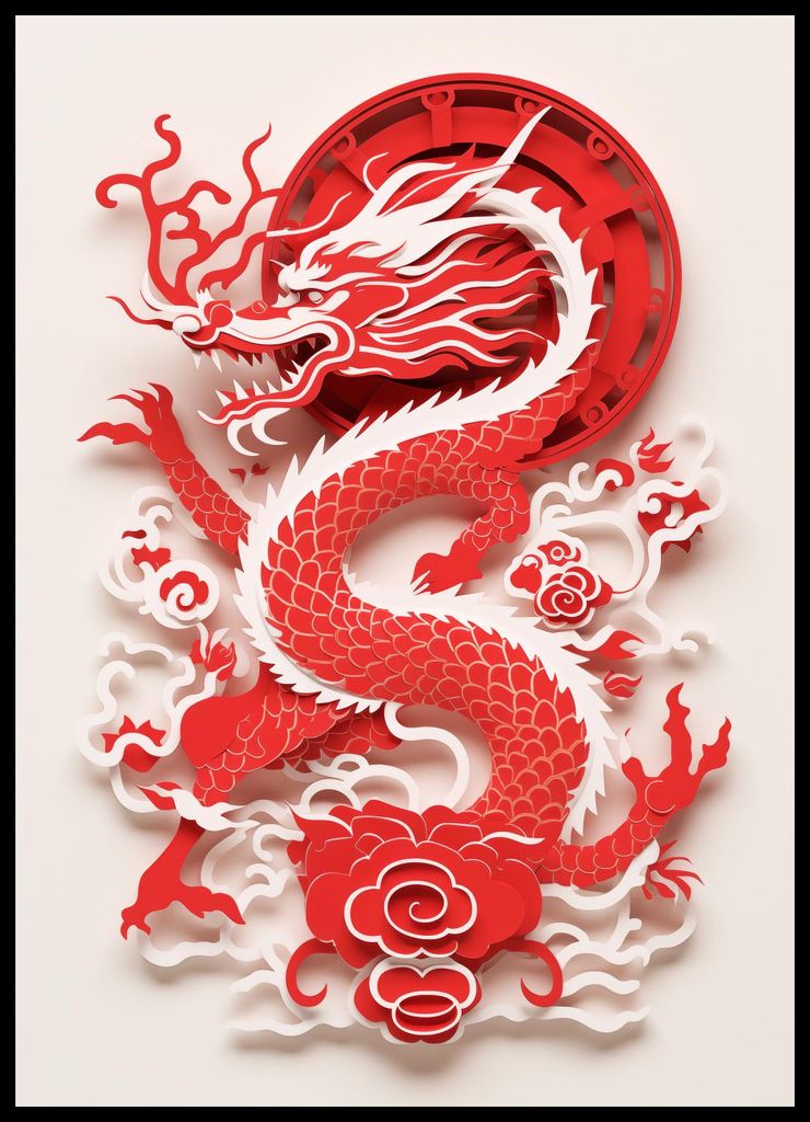 Plakat 50x70cm Roter Drache
