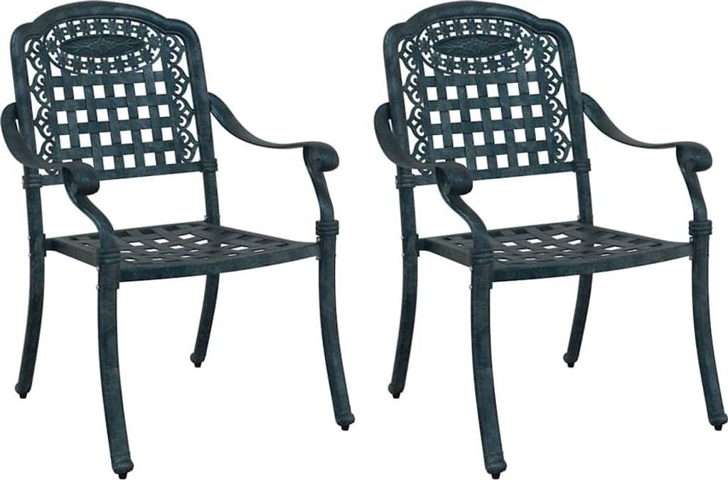 vidaXL Gartenstuhl 2 pcs Grün 55 x 56,5 x 91cm Aluminium