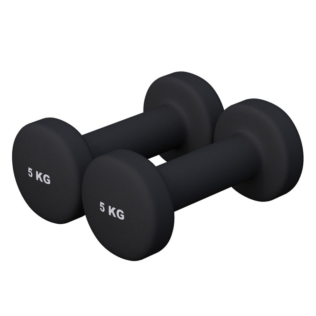 GORILLA SPORTS Neopren Kurzhanteln - 2er Set, 2x5kg, rutschfest - Hanteln, Gewichte, Hantelset, Dumbbells, Gymnastikhanteln, Fitness