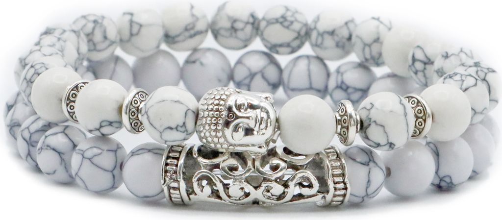 2-teiliges Armband mit Buddha Kopf, Naturstein, Damen Produktbild 