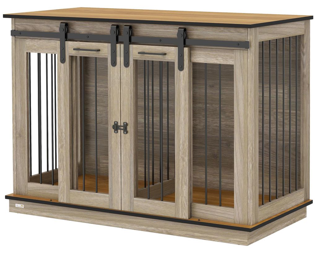 PawHut hondenkooi, hondenverblijf, huisdierenkooi met twee Productafbeelding 