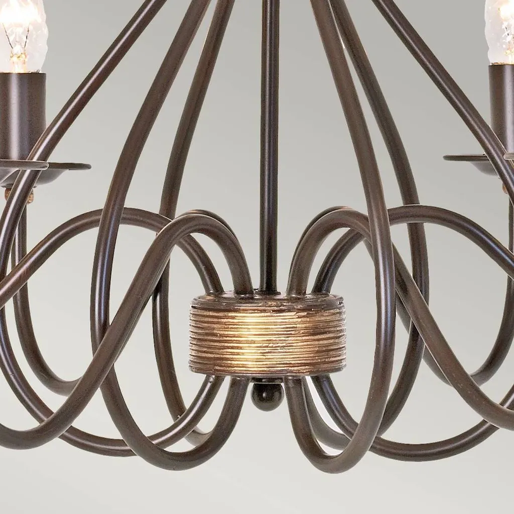 Lustre Windermere Elstead 6 lumières E14 rouille et or 199cm de haut