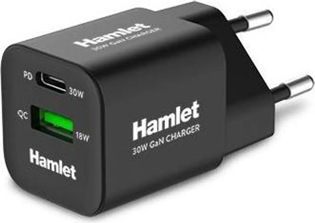 Hamlet XPDC-G3018Q Caricabatterie Universale Nero GaN 30W USB-C