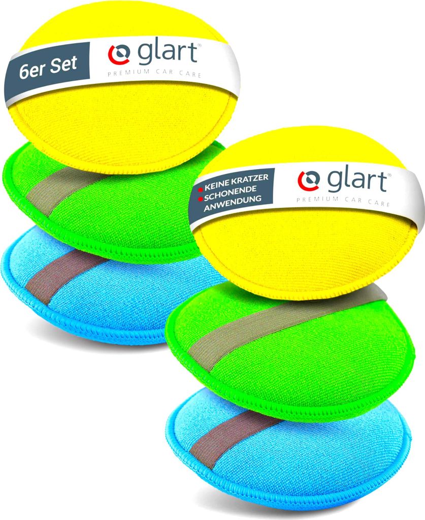 Glart 46PP Mikrofaser Auto Handpolierschwamm 6er Set, 130x25 mm, Wax Applikator Pad für Wachse, Polituren, Lackreiniger, Autopolitur, Lackversiege...