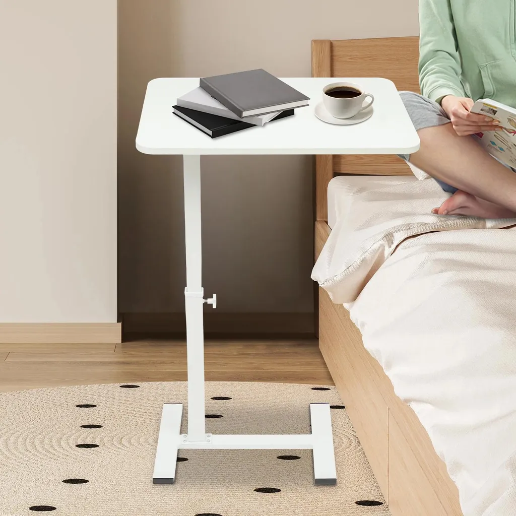 Scrivania Mobile per Laptop e Letto - Tavolino Multifunzione Bianco