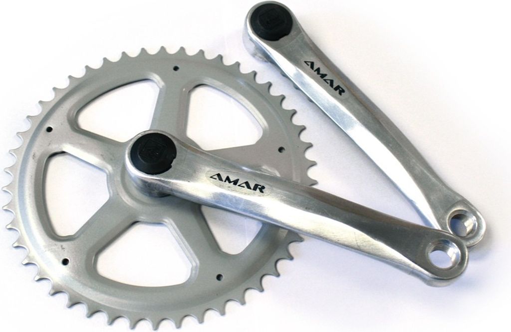 Kettenradgarnitur 4-kant, Kurbel Alu 170 mm, Kettenblatt Stahl 46 Zähne, satin (1 Set)
