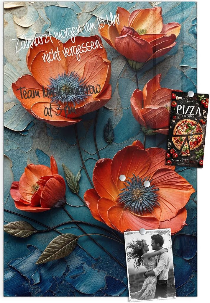 Magnettafel 40x60cm Pinnwand Whiteboard beschreibbar - Blumenmeer