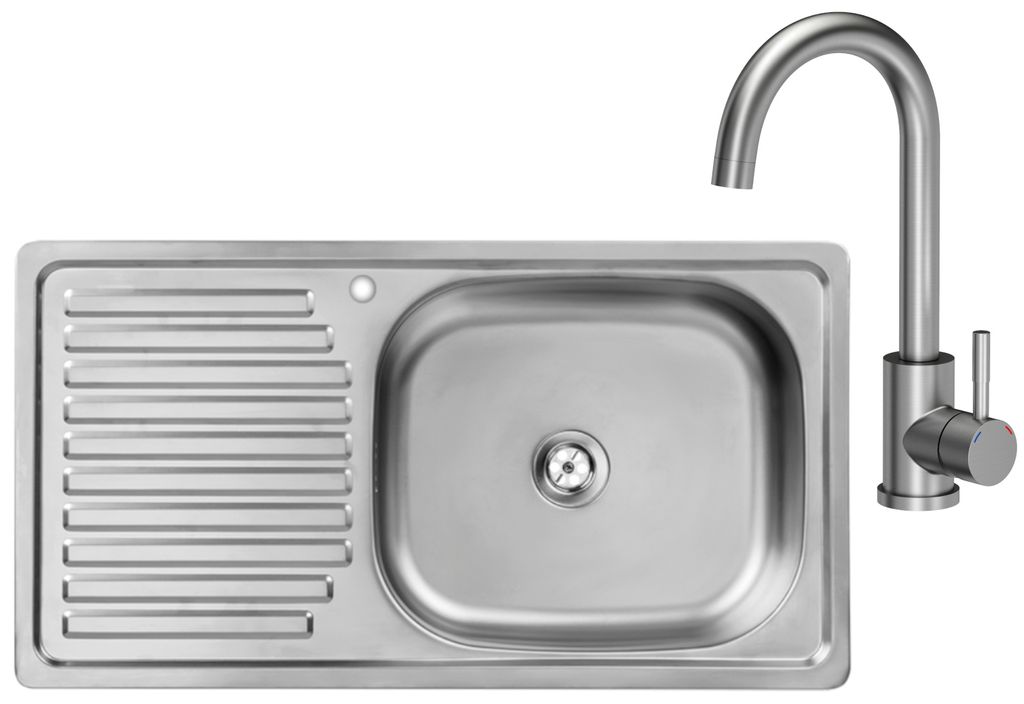 VBChome Lavello in acciaio inox con rubinetto 75x40x14 cm Immagine del prodotto 