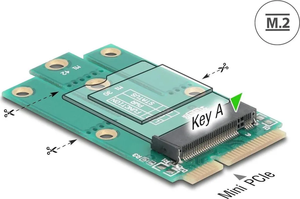 Adattatore Industriale Delock 64339 Mini PCIe a M.2 Key A Slot