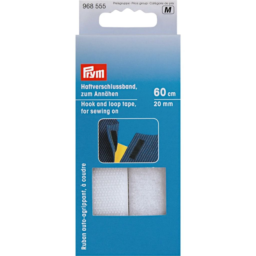 Prym Haftverschlussband zum Annähen 20mm weiß (Länge 60 cm)