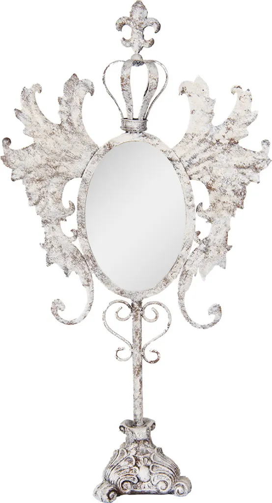 Specchio da tavolo Clayre & Eef 68cm Bianco Shabby Chic Metallo