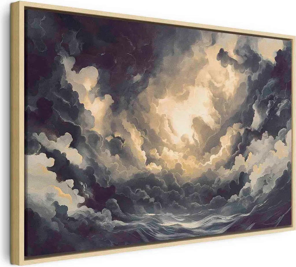 Italienischer Leinwand Leinwandbild - Gioco di luce epico: il sole lotta per il dominio sulle nuvole 60x40 cm Muster b-H-10054-b-a