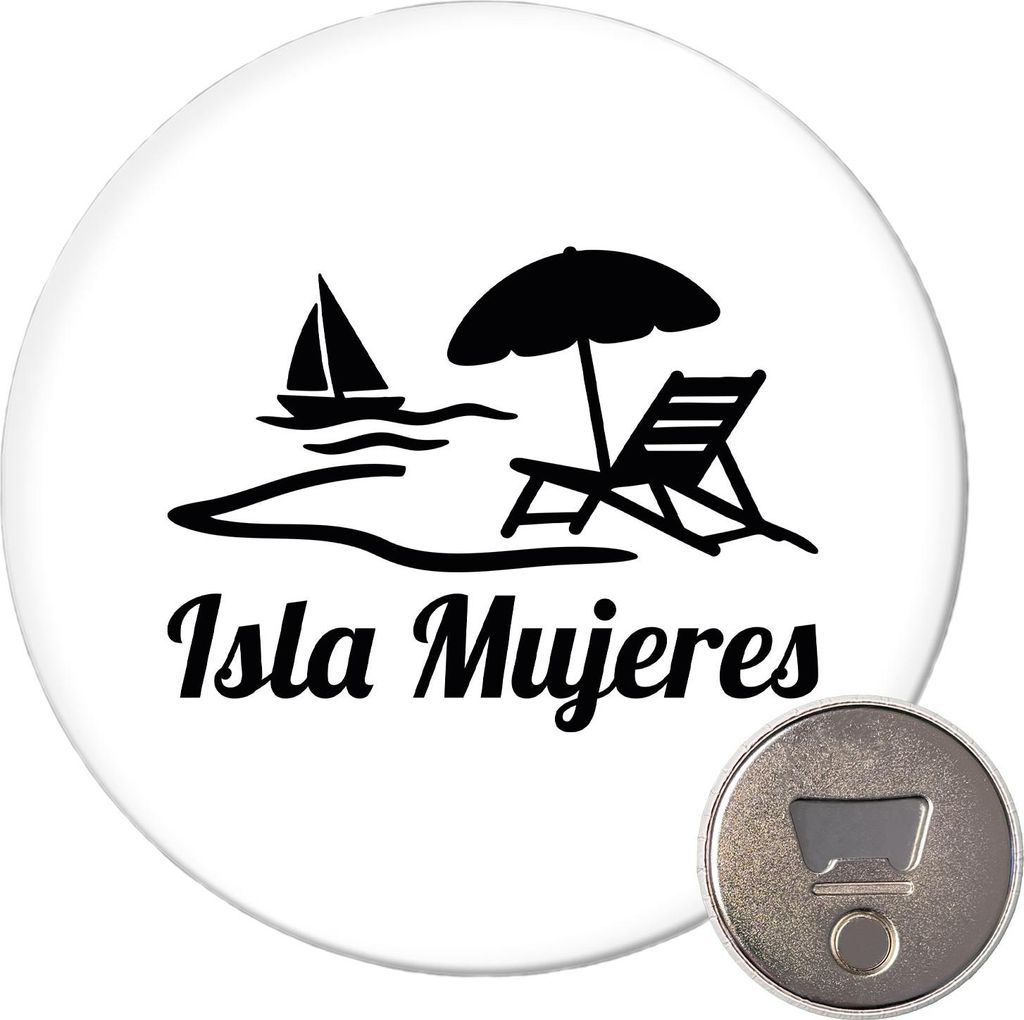 Huuraa Magnet Isla Mujeres Inselmotiv Mexiko 59mm Kühlschrankmagnet rund Flaschenöffner Geschenkidee