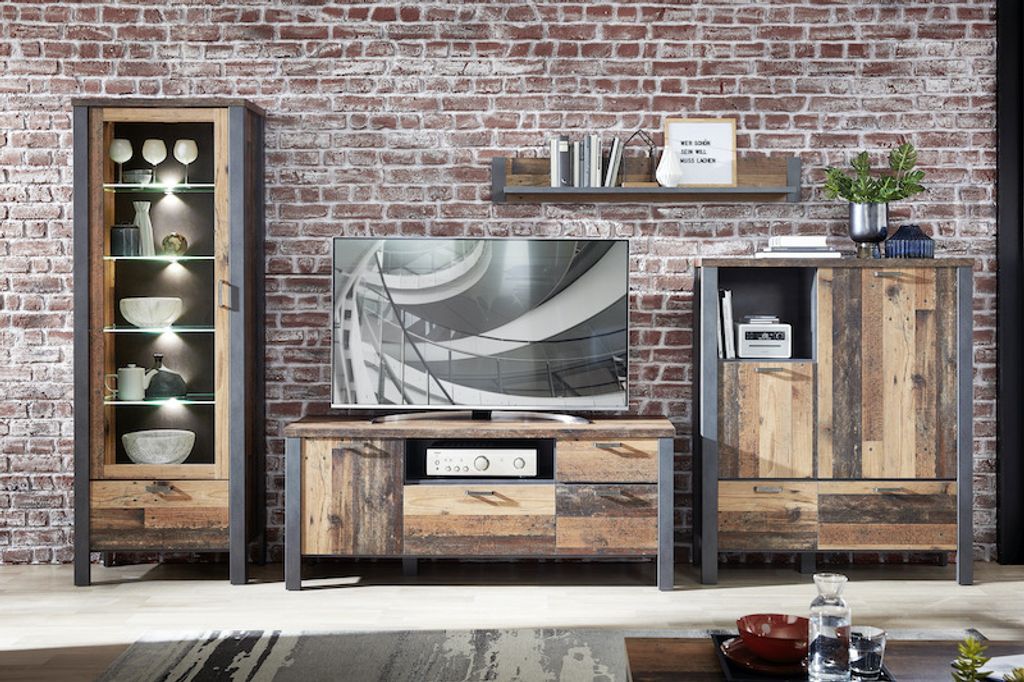Innostyle Cardiff Wohnwand Holzwerkstoff Used Style Optik Produktbild 