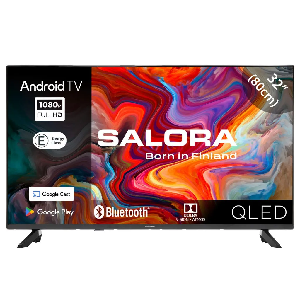 TV QLED Salora 32 Pouces Full HD avec WiFi Intégré et Design Noir Épuré