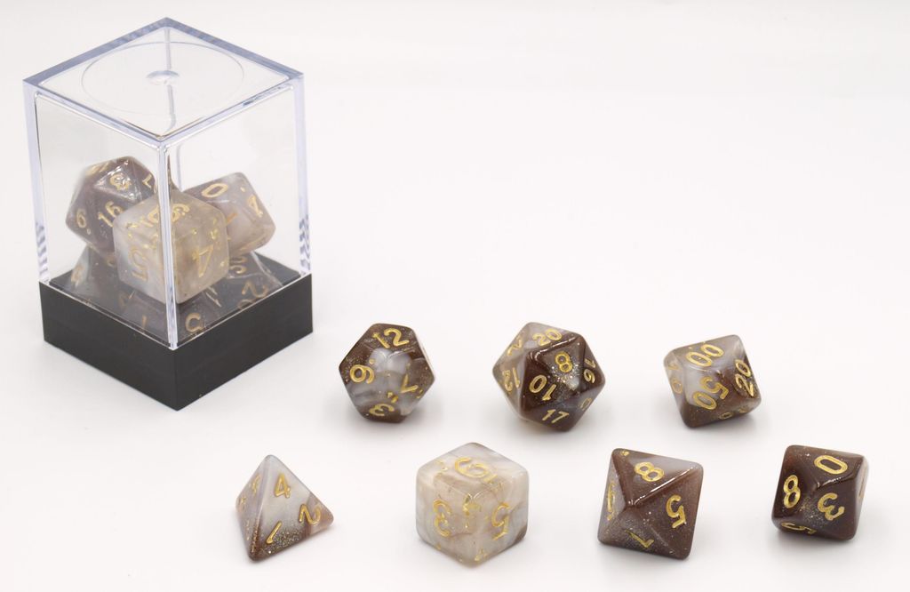 HOT Games Würfel Stardust schwarz-weiß 7er Set aus Kunststoff