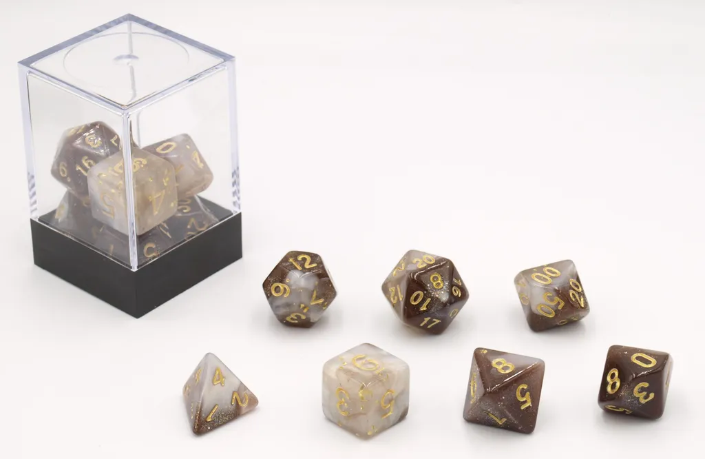 Dés HOT Games Stardust noir et blanc : lot de 7 dés à haute lisibilité
