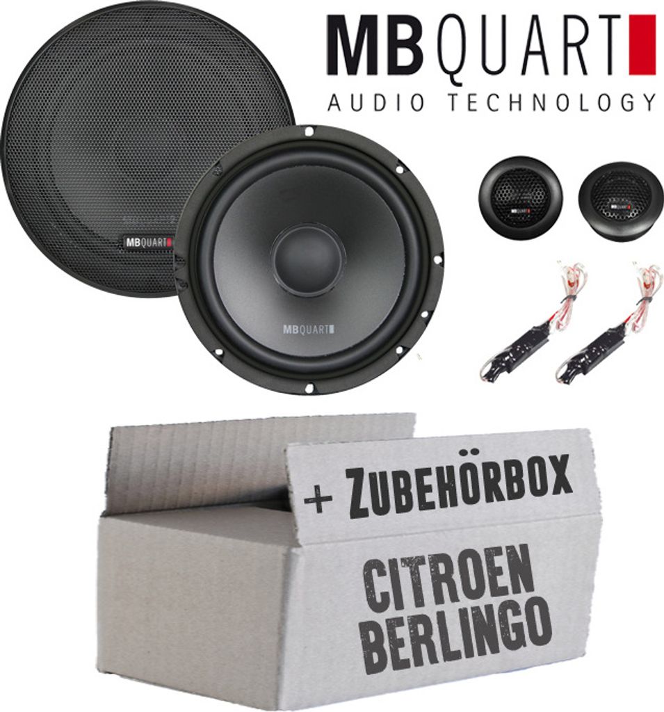Lautsprecher Boxen MB Quart QS165 - 16,5cm Kompo Auto Einbauzuebehör - Einbauset passend für Citroen Berlingo 1 - justSOUND