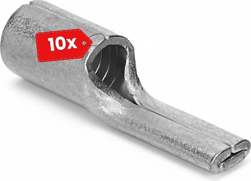 10 Stück Kalitec Stiftkabelschuh 25mm² unisoliert aus Kupfer gewalzt, verlötet und verzinnt I Kabelschuhe in Stiftform für Batteriekabel I Dorn...